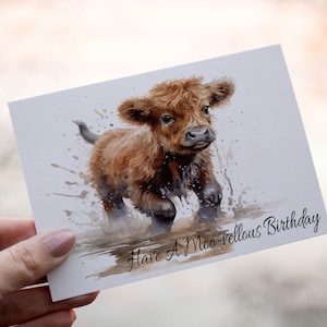 Highland Kuh Geburtstagskarte, Kuh Geburtstagskarte, Karte zum Geburtstag, Geburtstagskarte, personalisierte Karte, benutzerdefinierte Karte, benutzerdefinierte Highland Kuh Karte