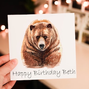 Carte d'anniversaire ours brun, carte d'anniversaire, carte d'anniversaire, carte d'anniversaire d'un ami, carte personnalisée, carte personnalisée, carte personnalisée grizzly