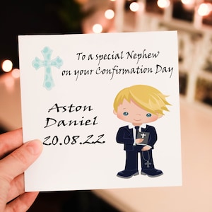 Biglietto di auguri per la cresima, biglietto di auguri per la cresima per nipote, congratulazioni per la cresima, biglietto di auguri personalizzato per la cresima maschile, nipote, figlioccio