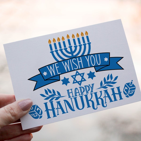 Wishing You A Happy Hanukkah Card, Hanukkah, Personalised Hanukkah Celebrations, Jewish Ceremony Card, Hebrew Celebrations, Custom Hanukkah