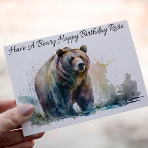 Carte d'anniversaire grizzly, carte d'anniversaire, carte d'anniversaire, carte d'anniversaire ami, carte personnalisée, carte personnalisée, carte personnalisée grizzly
