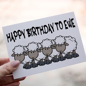 Happy Birthday To Ewe Birthday Card, Sheep Birthday Card, Personalized Sheep Card, Friend Greeting Card, Custom Birthday Card, Sheep