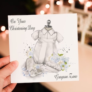 Baby Taufkarte, Glückwünsche zur Taufe, Taufkarte, Taufbild für Jungen, personalisierter Taufdruck, Baby Boy