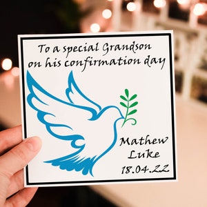 Carte de jour de confirmation de petit-fils, carte de confirmation pour petit-fils, félicitations pour la confirmation, carte de petit-fils personnalisée, carte de jour de communion