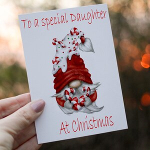 Gnome Daughter Christmas Card, Personalized Festive Card