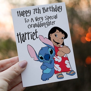 Carte d'anniversaire petite-fille Lilo & Stitch, carte pour petite-fille, carte d'anniversaire, carte spéciale petite-fille, carte personnalisée pour petite-fille