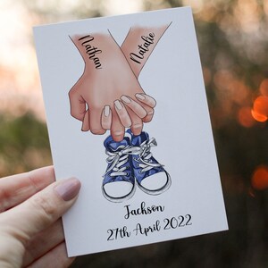 Nouveau bébé garçon, carte de bébé fille, carte personnalisée chaussures de bébé, félicitations pour l'arrivée de bébé, carte de baby shower, carte de bébé personnalisée, carte personnalisée