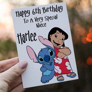 Lilo & Stitch Nichte Geburtstagskarte, Karte für Nichte, Geburtstagskarte, Besondere Nichte Geburtstagskarte, personalisierte Karte, Kundenspezifische Karte für Nichte