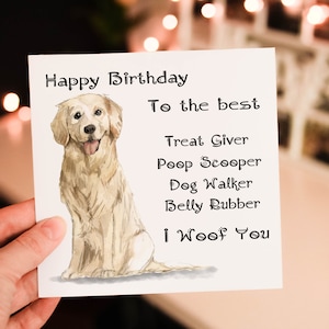 Biglietto di auguri di compleanno per cani Golden Retriever, biglietto di auguri di compleanno per cani, biglietto personalizzato per razza di cane, biglietto di auguri per amici, biglietto di auguri di compleanno personalizzato, biglietto per cani