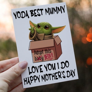 Meilleure maman Yoda, carte de fête des mères, merveilleuse maman, carte pour maman, carte de fête des mères, carte personnalisée, carte de maman personnalisée, carte Yoda,