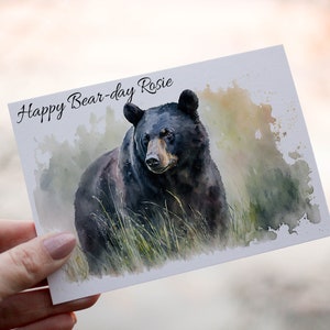 Carte d'anniversaire ours noir, carte d'anniversaire, carte d'anniversaire, carte d'anniversaire ami, carte personnalisée, carte personnalisée, carte personnalisée grizzly