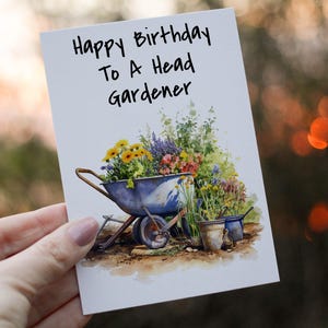 Cartão de aniversário de jardineiro, cartão para aniversário, cartão de aniversário de jardim, jardineiro chefe, cartão personalizado, cartão de amigo, cartão de jardinagem, horta