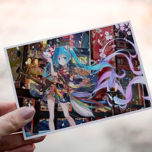 Miku Anime Geburtstagskarte, personalisierte Karte zum Geburtstag, Anime Karte, personalisierte Karte, Benutzerdefinierte Karte für Geburtstag, Anime Miku, Miku Karte
