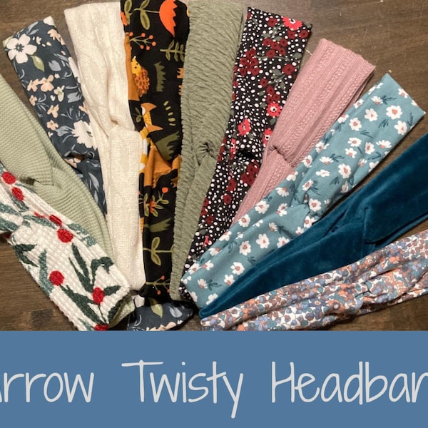 Narrow Twisty Headbands, Adult Headbands, Soft and Stretchy, Women's Headbands, Hair Accessories