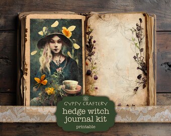 Hedge Witch Junk Journal Kit, Printable Grimoire Pages (Digital Download)