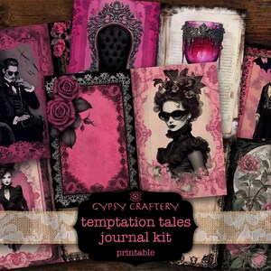Temptation Tales Junk Journal Kit, Gothic Junk Journal, Vampire Junk Journal, Digital Journal Kit, Printable Journal Pages, Ephemera Pack