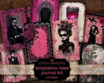 Gothic Vampire Junk Journal Kit, Printable Ephemera (Digital Download)