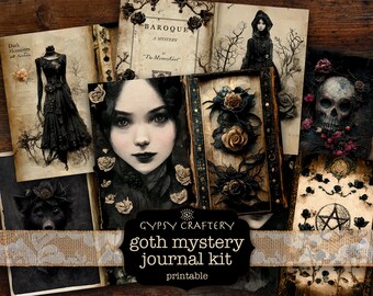 Goth Mystery Junk Journal Kit, Witch Ephemera (Printable)