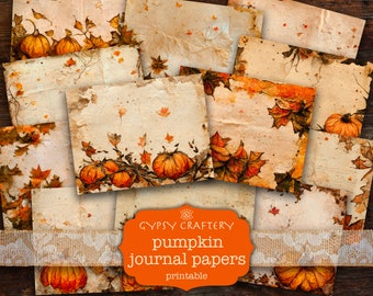 Kürbis-Junk-Journal-Papiere, Herbst-Scrapbook-Set (Digitaler Download)