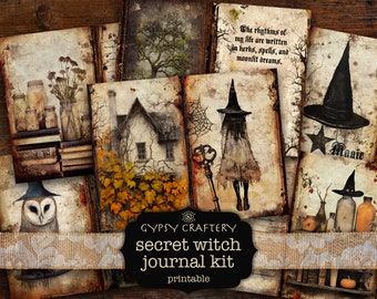 Secret Witch Junk Journal Kit, Printable Ephemera (Digital Download)