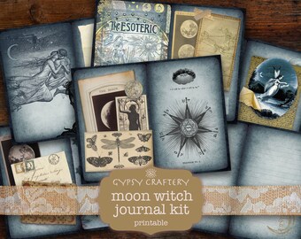 Moon Witch Printable Junk Journal Kit, Ephemera Pack (Digital Download)
