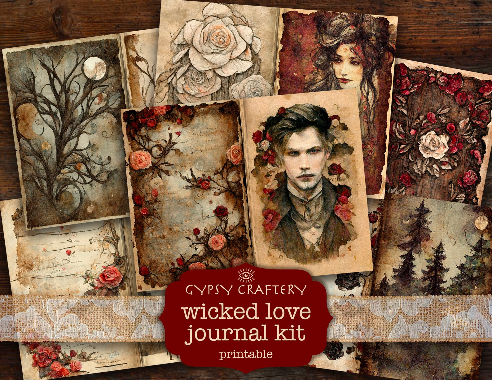 Wicked Love Junk Journal Kit Digital Download Gothic Journal Etsy