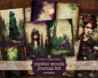 Mystic Woods Junk Journal Kit, Celtic Ephemera, Printable Pages (Digital Download)