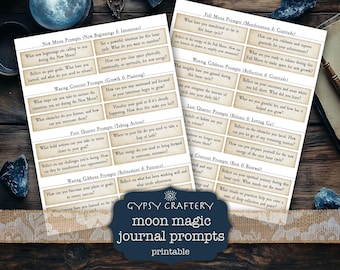 Moon Phase Journal Prompts, Grimoire Pages Printable (Digital Download)