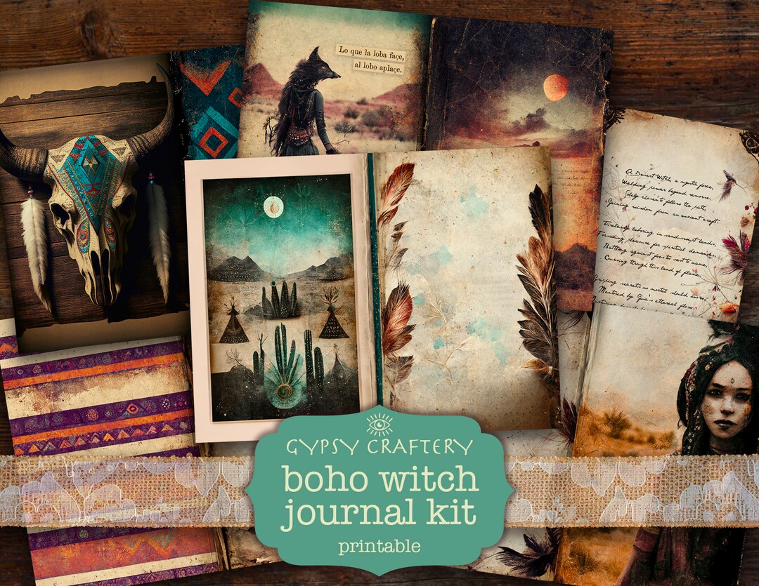 Boho Witch Junk Journal Kit, Southwestern Printable Ephemera (digital ...