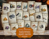 Halloween Witchcraft Spells: Printable Cards for Grimoire, Book Of Shadows, Witch Junk Journal
