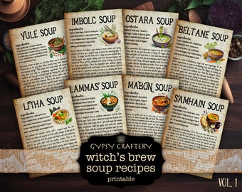 Witch’s Brew Soup Recipes, Printable Bos Pages, Book of Shadows, Grimoire Pages, Witchcraft, Sabbat, Witch Book, Witch Journal