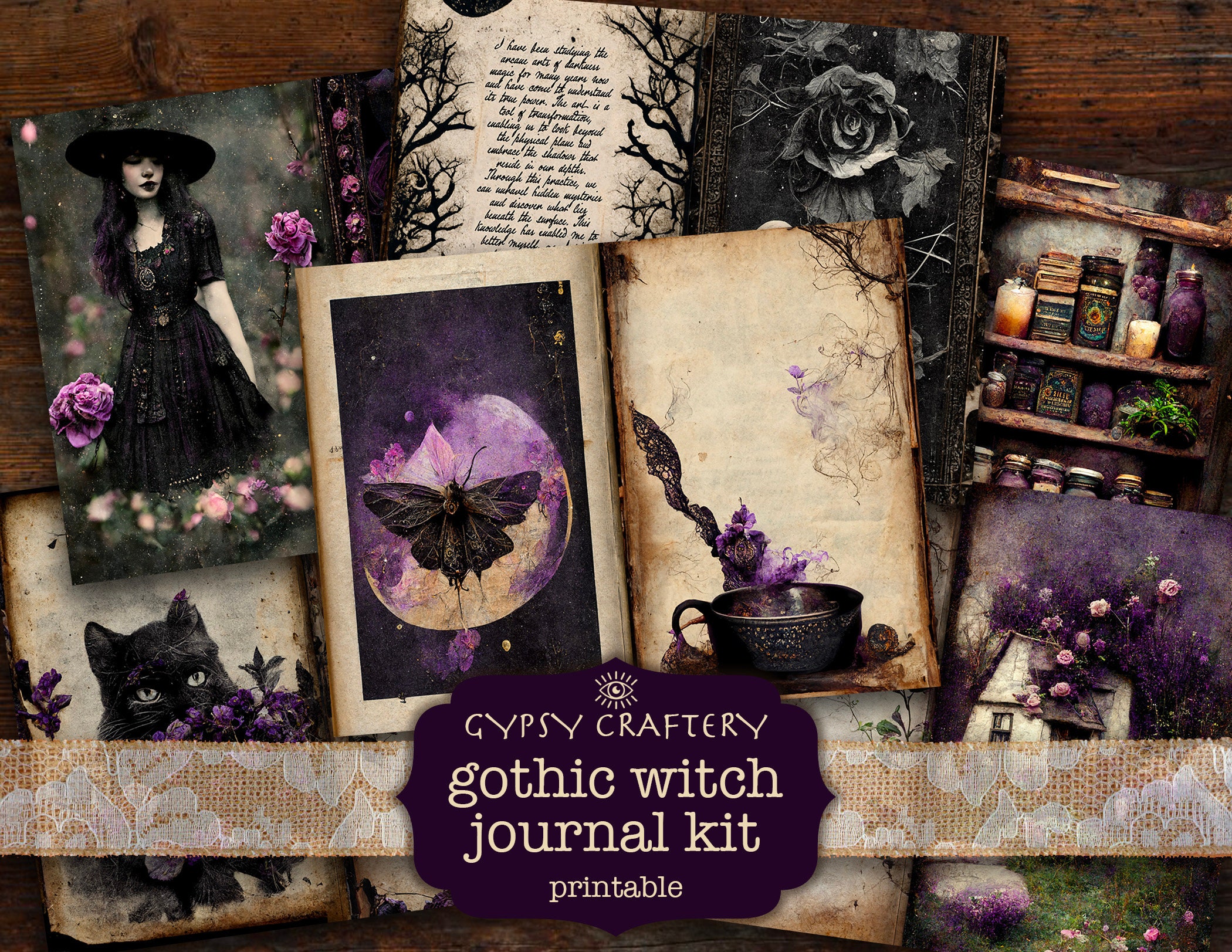 Gothic Witch Junk Journal Kit, Printable Ephemera (digital Download) - Etsy