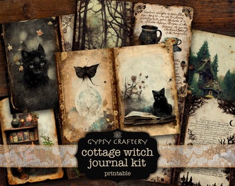 Cottage Witch Junk Journal Kit, Digital Download, Printable Pages, Ephemera, Bookmarks, ATC Cards, Journaling Supplies, Witchcore