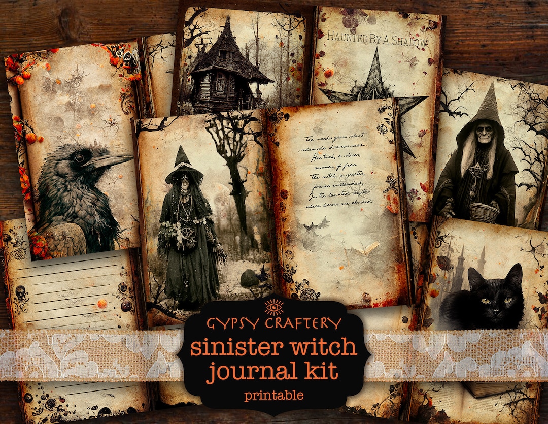 Sinister Witch Junk Journal Kit, Printable Ephemera (digital Download ...