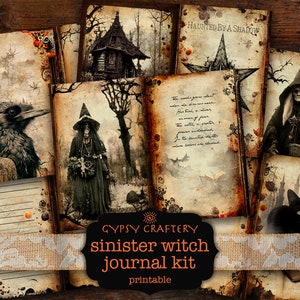 Kit de diario basura de bruja siniestra, páginas imprimibles, material efímero, marcadores, tarjetas ATC, suministros para diario, papel para álbumes de recortes, grimorio