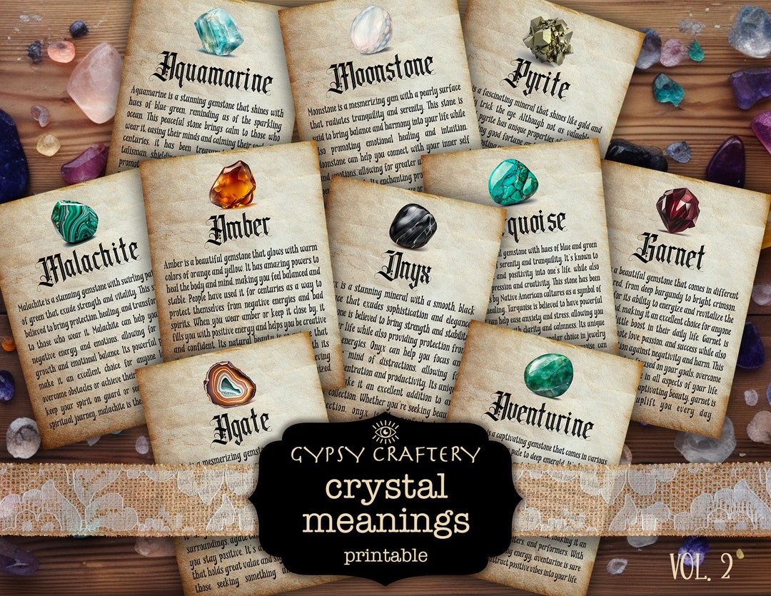 Printable Gemstone Cards, Crystal Properties Cards, Crystal Meaning ...
