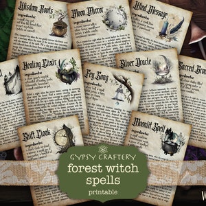 Forest Witch Spells Vol. 1: Printable Cards for Grimoire, Book Of Shadows, Witchcraft Journal