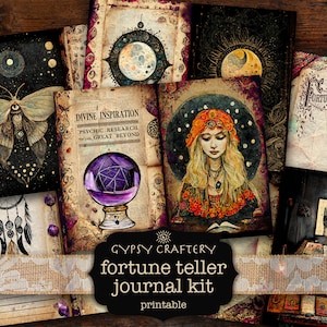 Kit de diario basura de adivino, descarga digital, páginas imprimibles, material efímero, marcadores, tarjetas ATC, álbumes de recortes, esoterismo, ocultismo