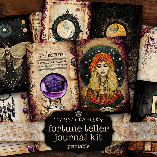 Fortune Teller Junk Journal Kit, Digital Download, Printable Pages, Ephemera, Bookmarks, ATC Cards, Scrapbooking, Esoteric, Occult