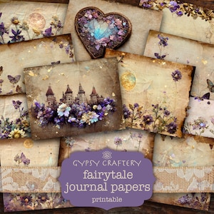 Fairytale Junk Journal Papers, Pagine di diario stampabili, Pacchetto di carta digitale, Scrapbooking, Magico, Stravagante, Incantato