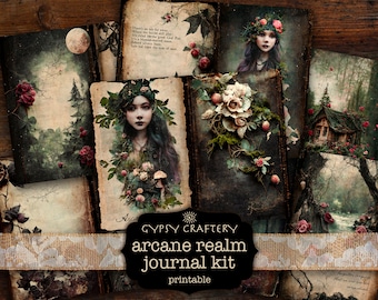Arcane Realm Printable Junk Journal Kit, Dark Fantasy Ephemera (Digital Download)
