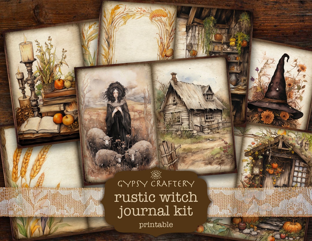 Rustic Witch Junk Journal Kit, Printable Ephemera Pages (digital ...