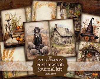 Rustic Witch Junk Journal Kit, Printable Ephemera Pages (Digital Download)