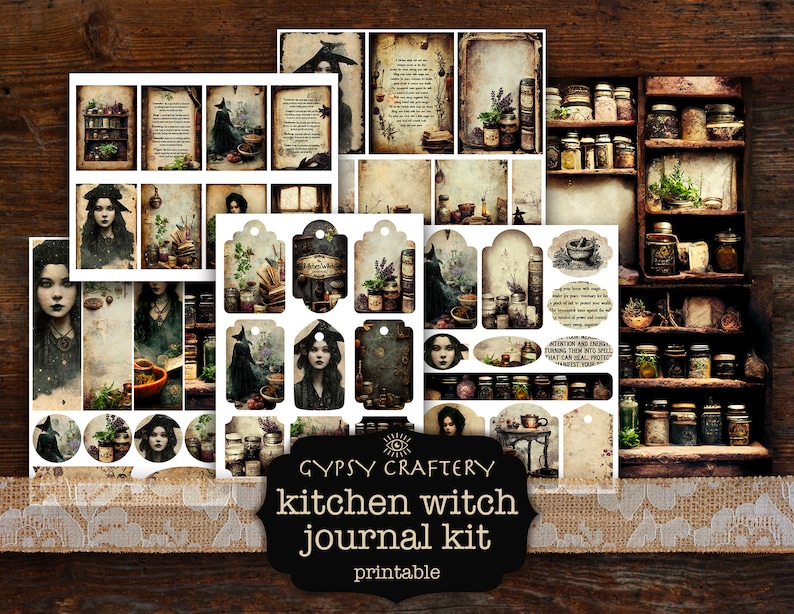 Kitchen Witch Junk Journal Kit, Printable Ephemera, BOS Pages (digital ...