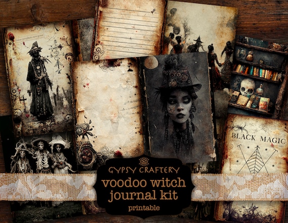 Voodoo Witch Junk Journal Kit, Printable Ephemera (Digital Download)
