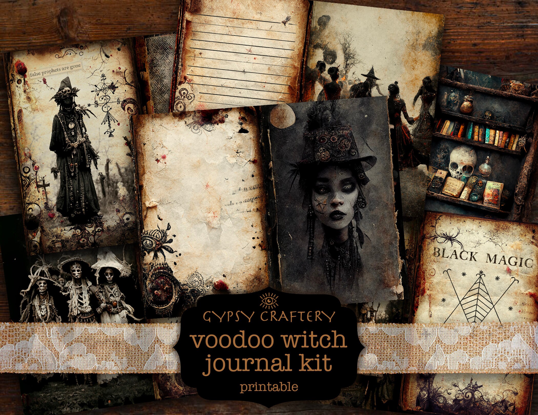 Voodoo Witch Junk Journal Kit, Printable Ephemera (digital Download) - Etsy