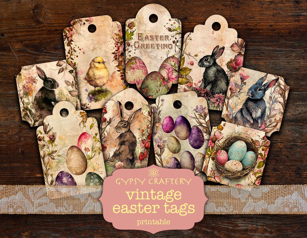 Vintage Easter Rabbit Tags, Printable Spring Ephemera (digital Download ...