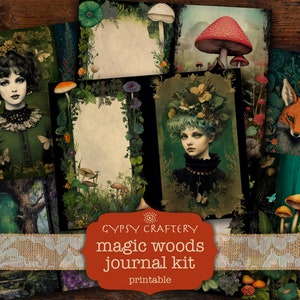 Magic Woods Junk Journal Kit, Printable Pages, Ephemera, Bookmarks, ATC Cards, Scrapbook, Cottagecore, Fairycore, Grunge, Witchy