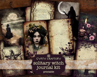 Solitary Witch Junk Journal Kit, Wiccan Ephemera (Digital Download)