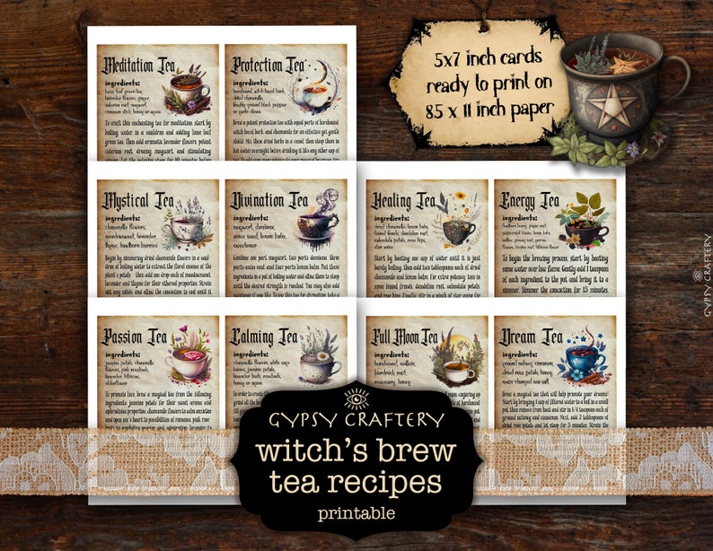 Witchs Brew Tea Recipes Printable Bos Pages Book of - Etsy